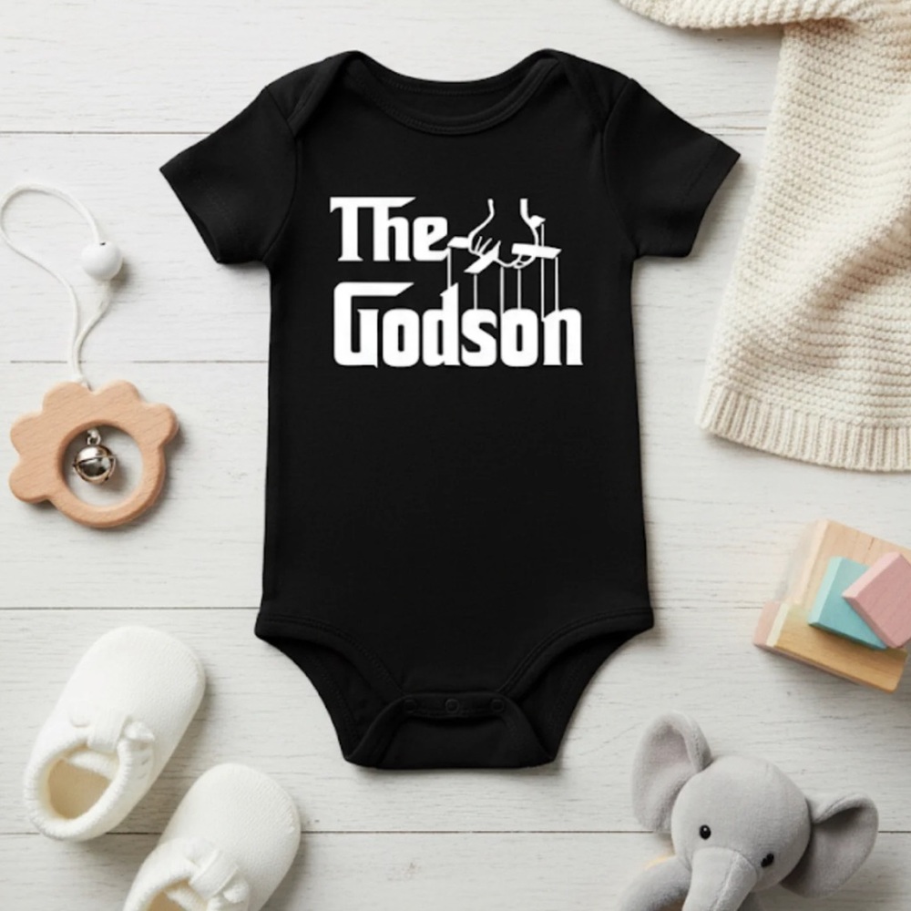 Black 'The Godson' Baby Onesie